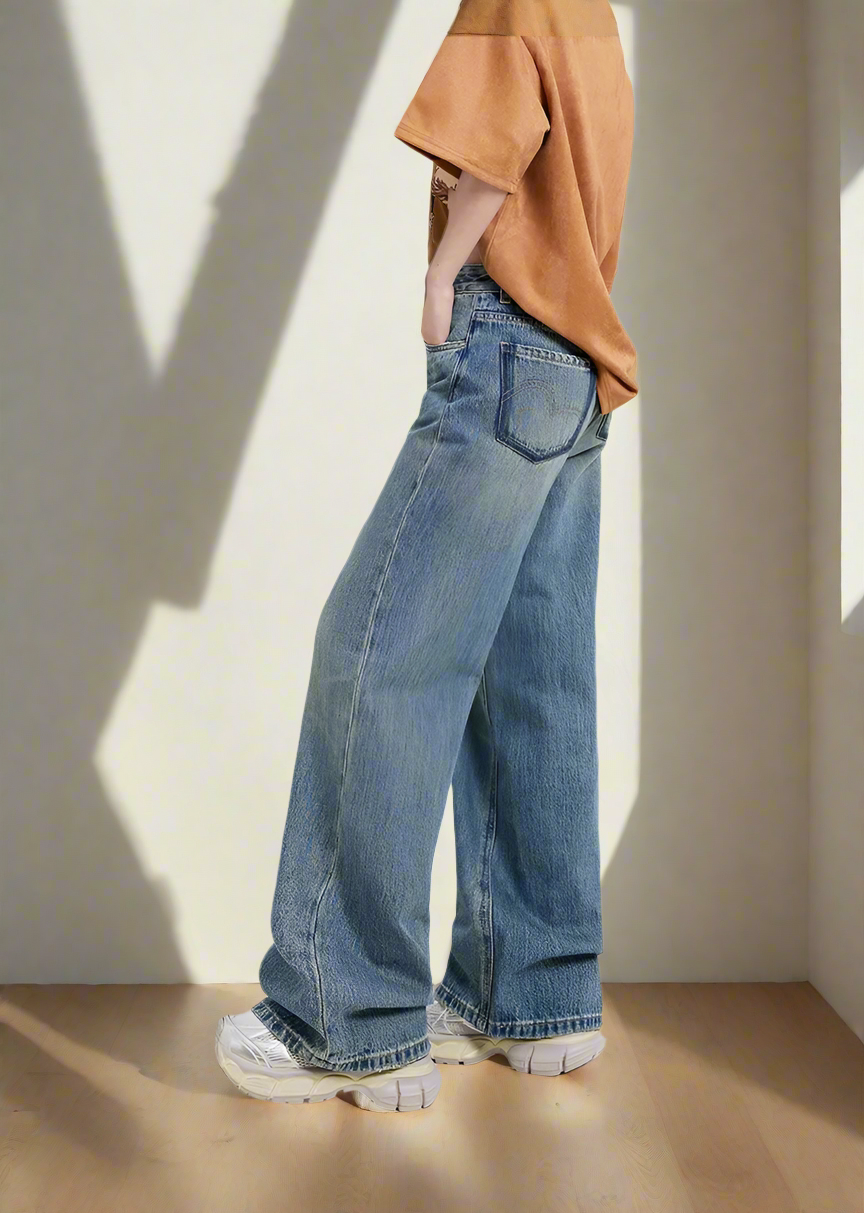 👖: Wide Leg Jeans Women's High Waist Baggy Straight Trousers - Relaxed Vintage Style