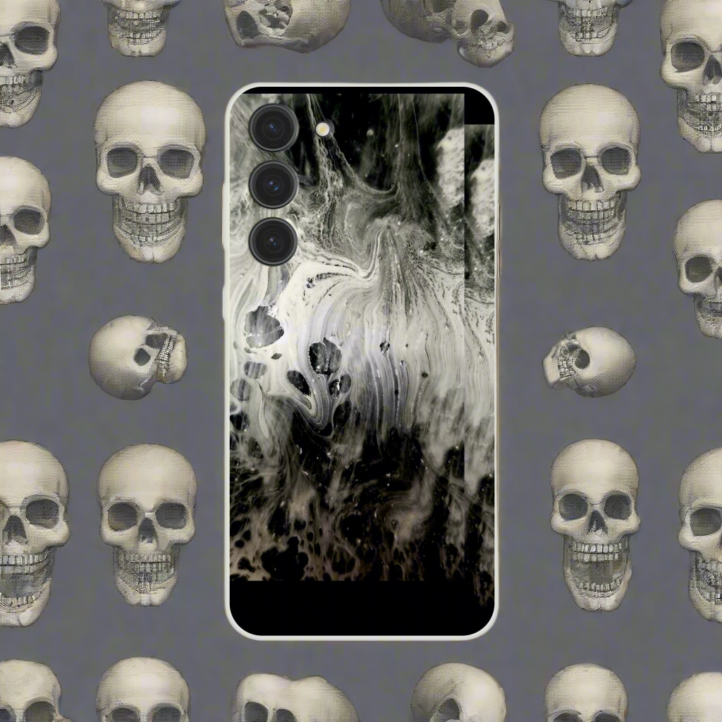 📱 WispDesign Black & White Artistic Flexi Phone Case – Modern Impact Resistance