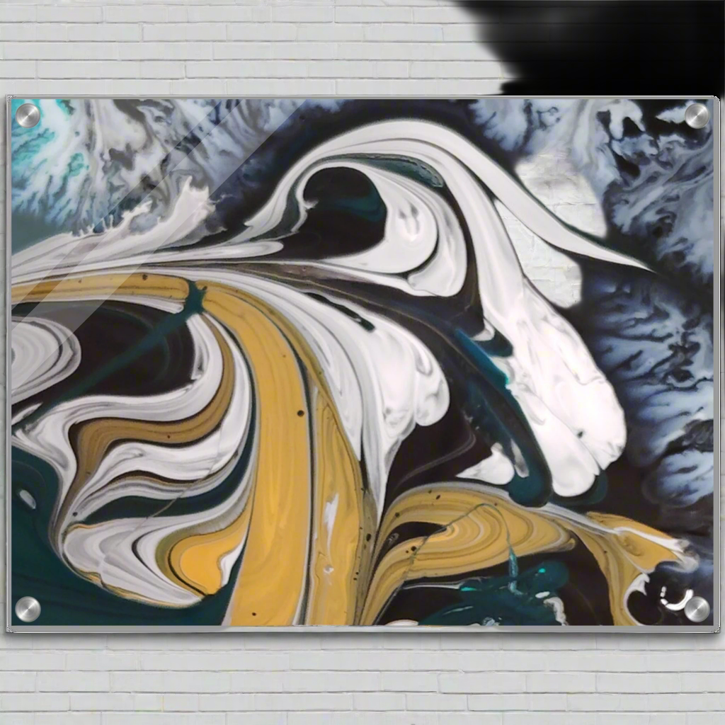 π¦ Unique Liquid Bird Acrylic Print β Black, Yellow & White Wall Art