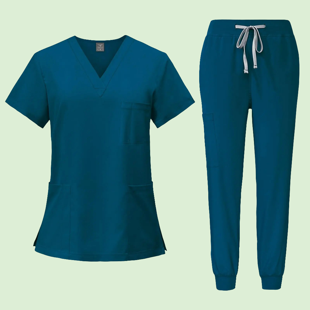 🩺 10-Pocket Scrubs Set XXL - Turquoise 4-Way Stretch Women's Uniform