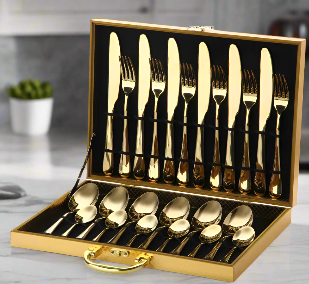 🍽️ Golden Elegance Cutlery Set - Luxury Stainless Steel Dining Collection