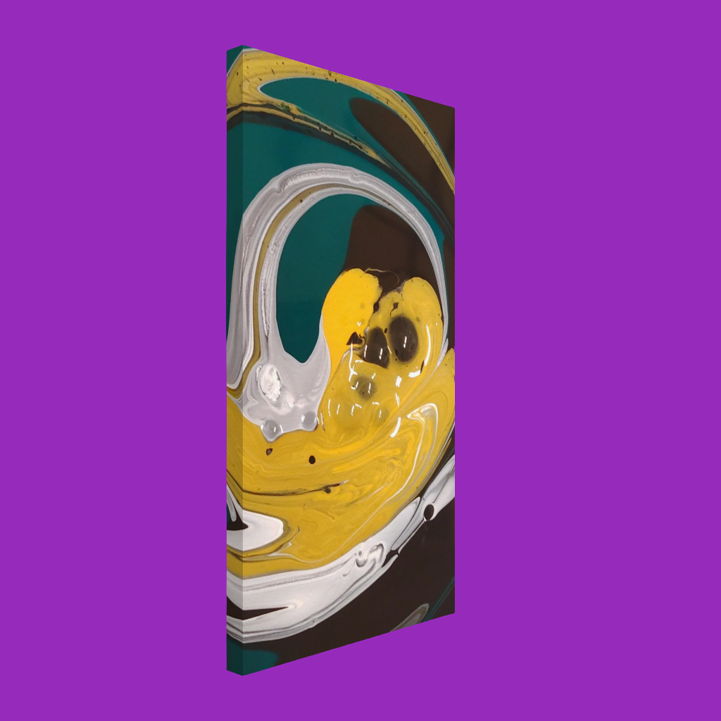 π Unique Liquid Swirl Wall Art Canvas - Green, Yellow & Black Design