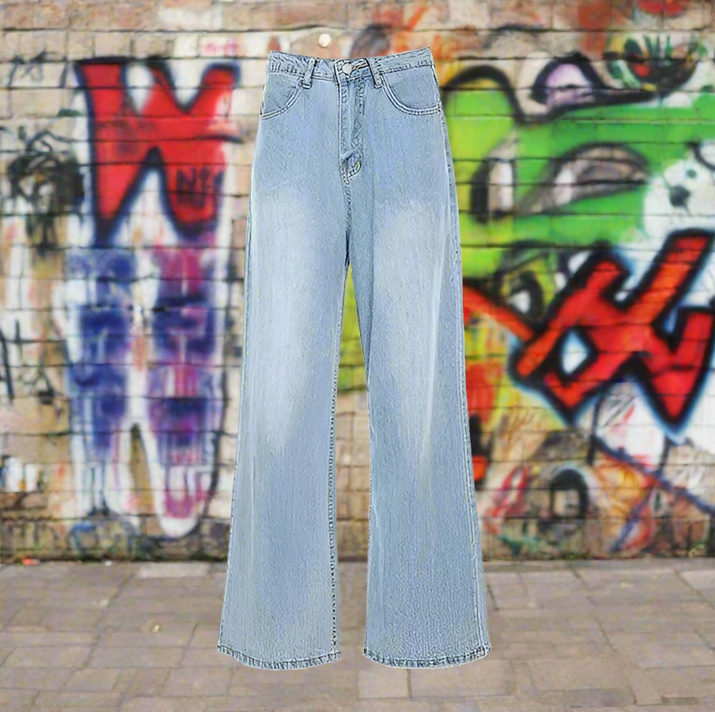 👖: Women's High Waist Wide Leg Jeans - 100% Cotton Denim Classic