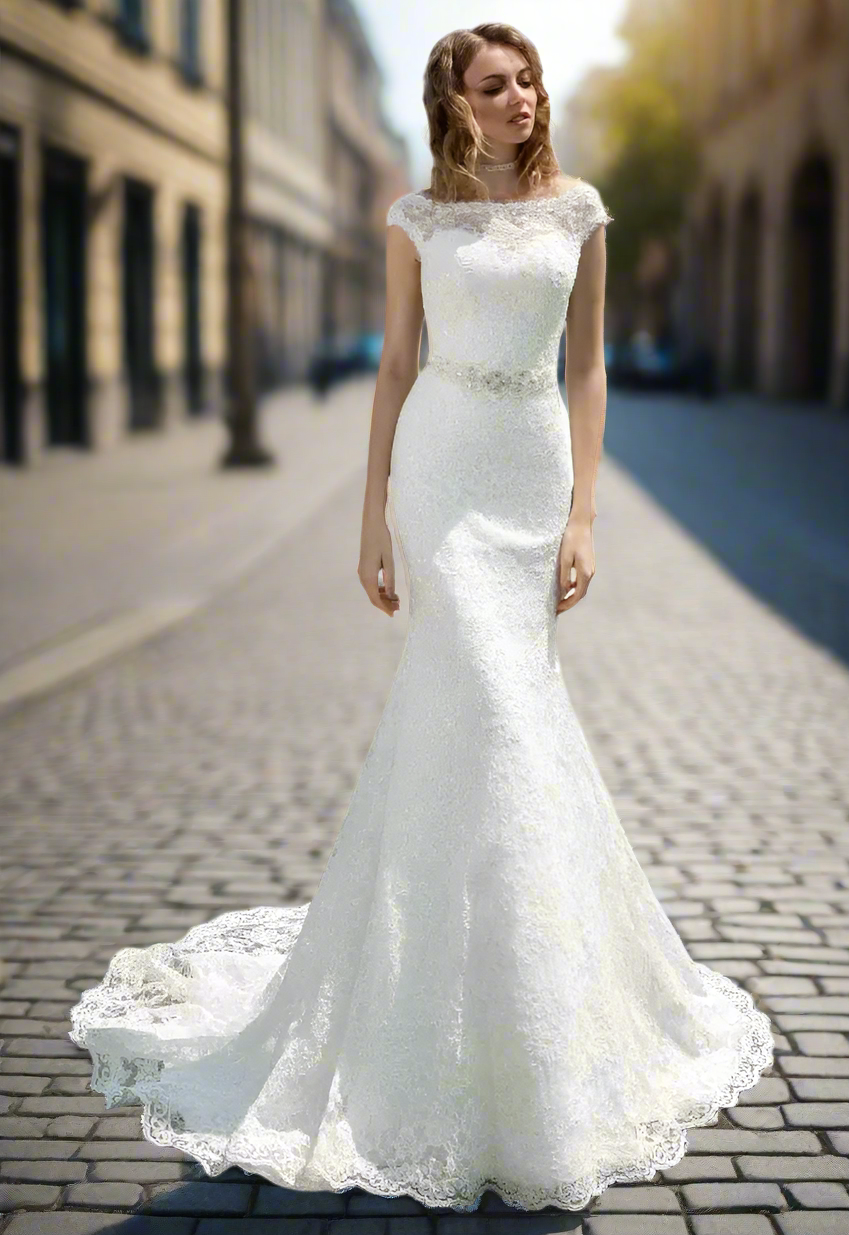 π°: WaterDress Lace Wedding Dresses for Bride 2025 Crystal Belt Mermaid Beach Bridal Gowns for Women White 2