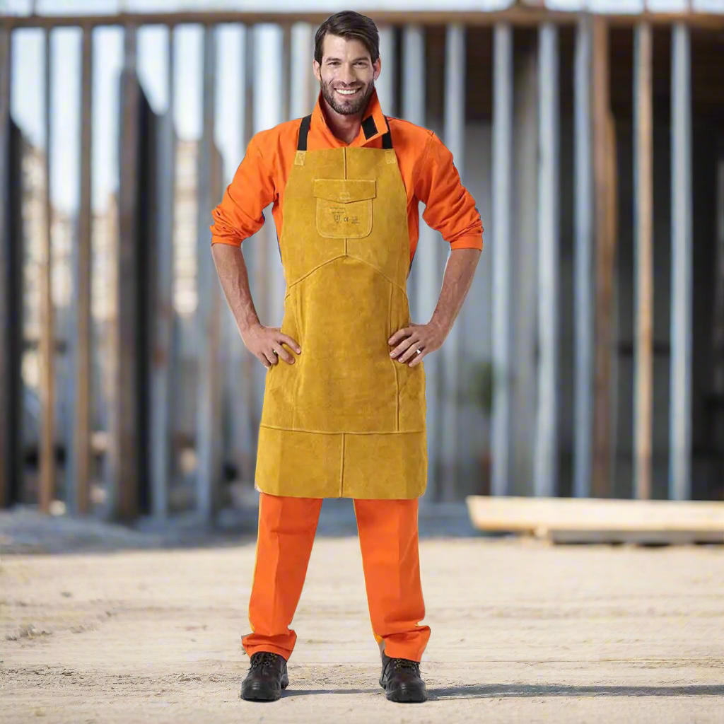 π₯: Brown Leather Breast Apron for Electric Welding Use
