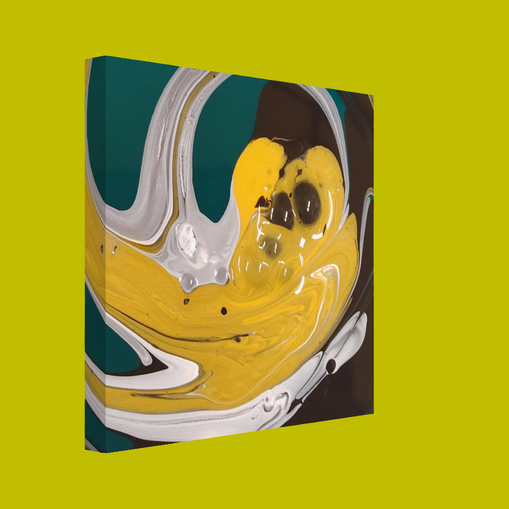 π Unique Liquid Swirl Wall Art Canvas - Green, Yellow & Black Design