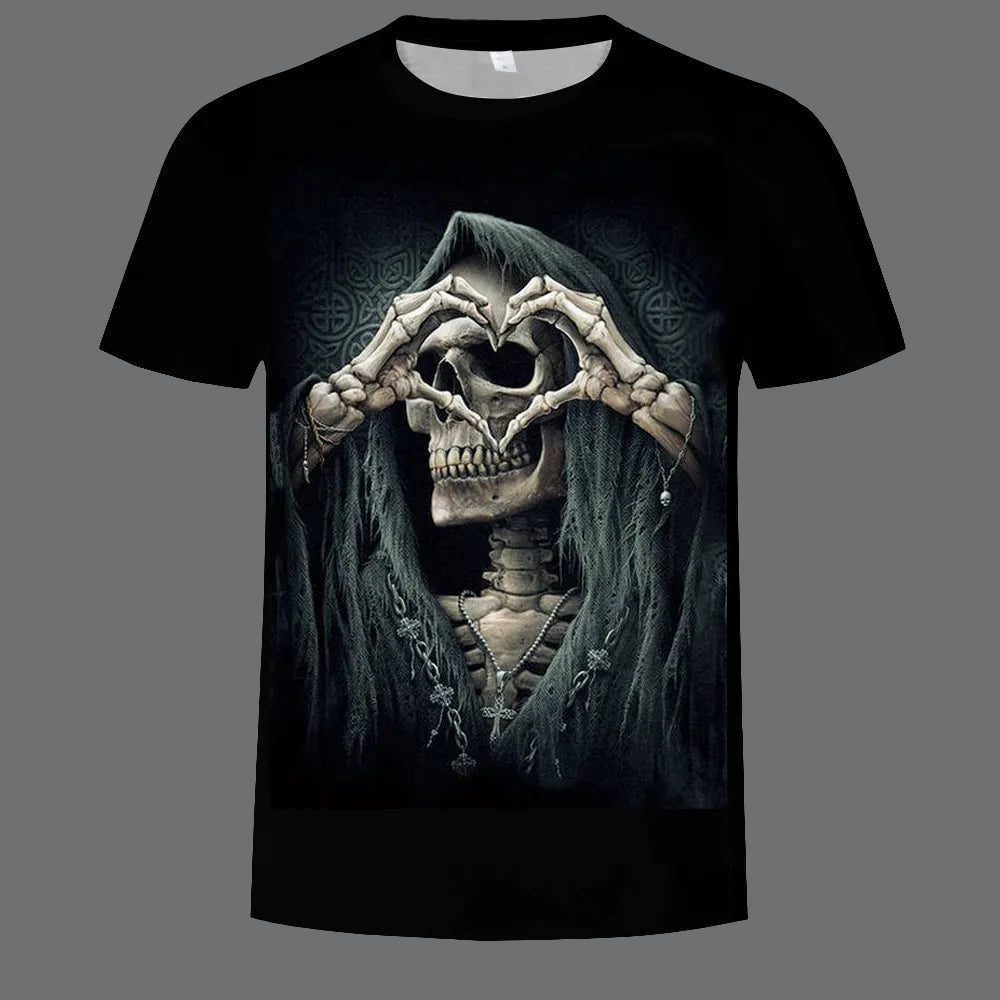 💀: 3D Skull Trendy T-Shirt - Bold Gothic Design