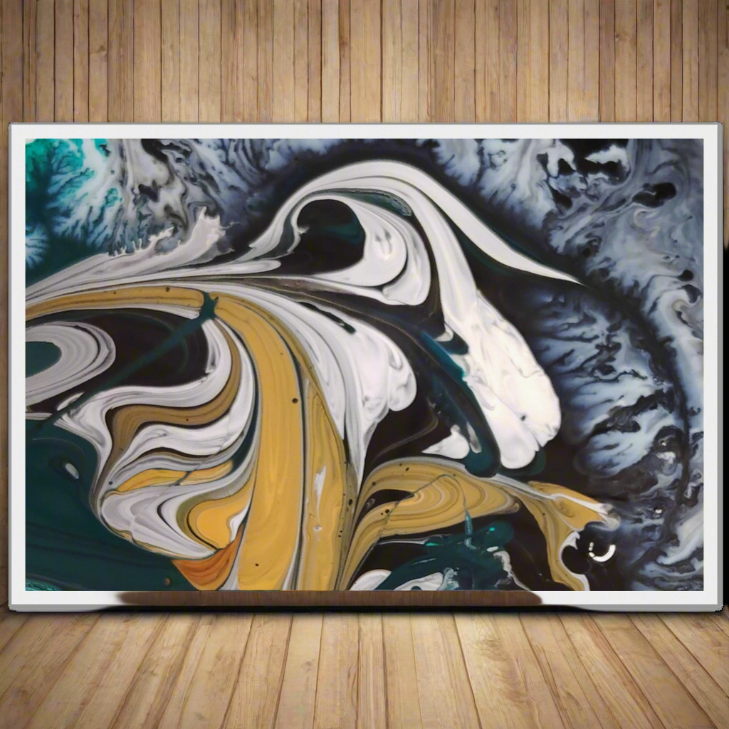 ⚡ Framed Poster Wall Art – Black & Yellow with White Streaks Design