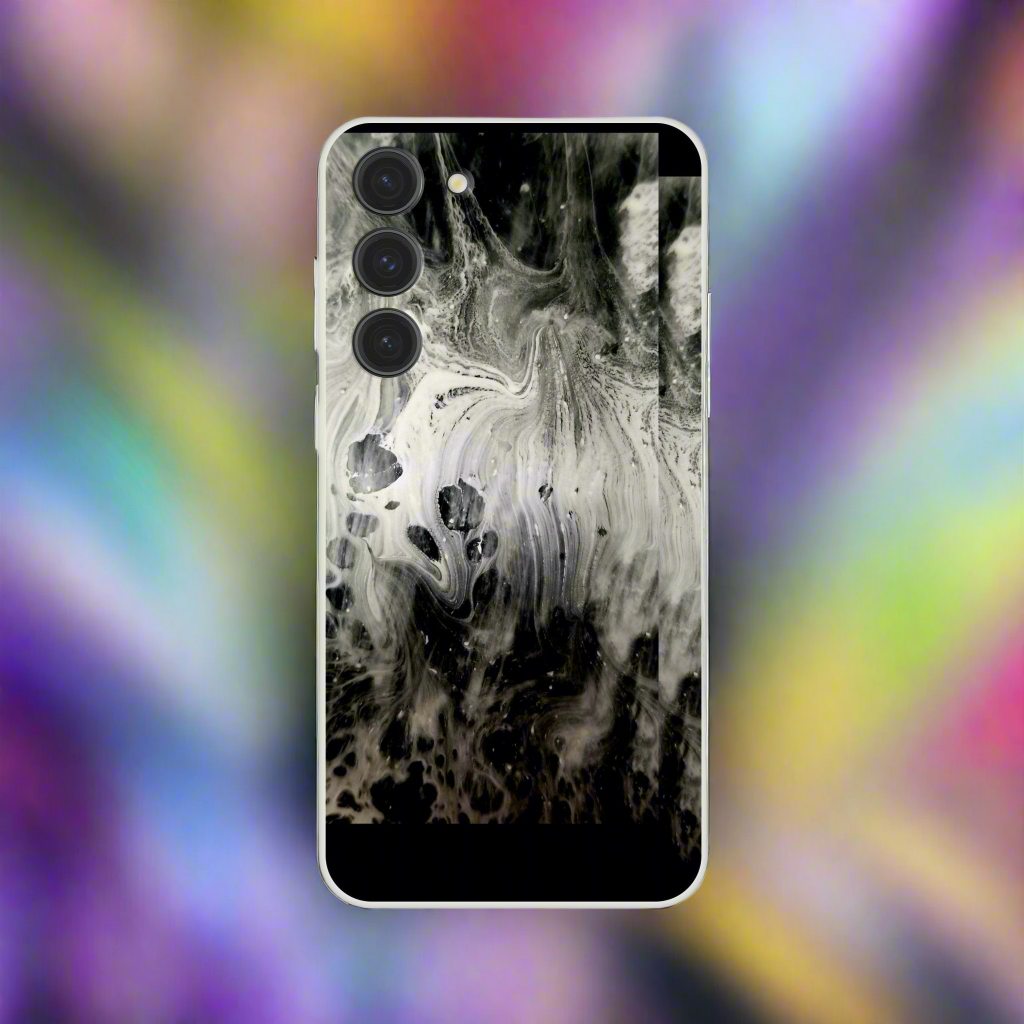 📱 WispDesign Black & White Artistic Flexi Phone Case – Modern Impact Resistance