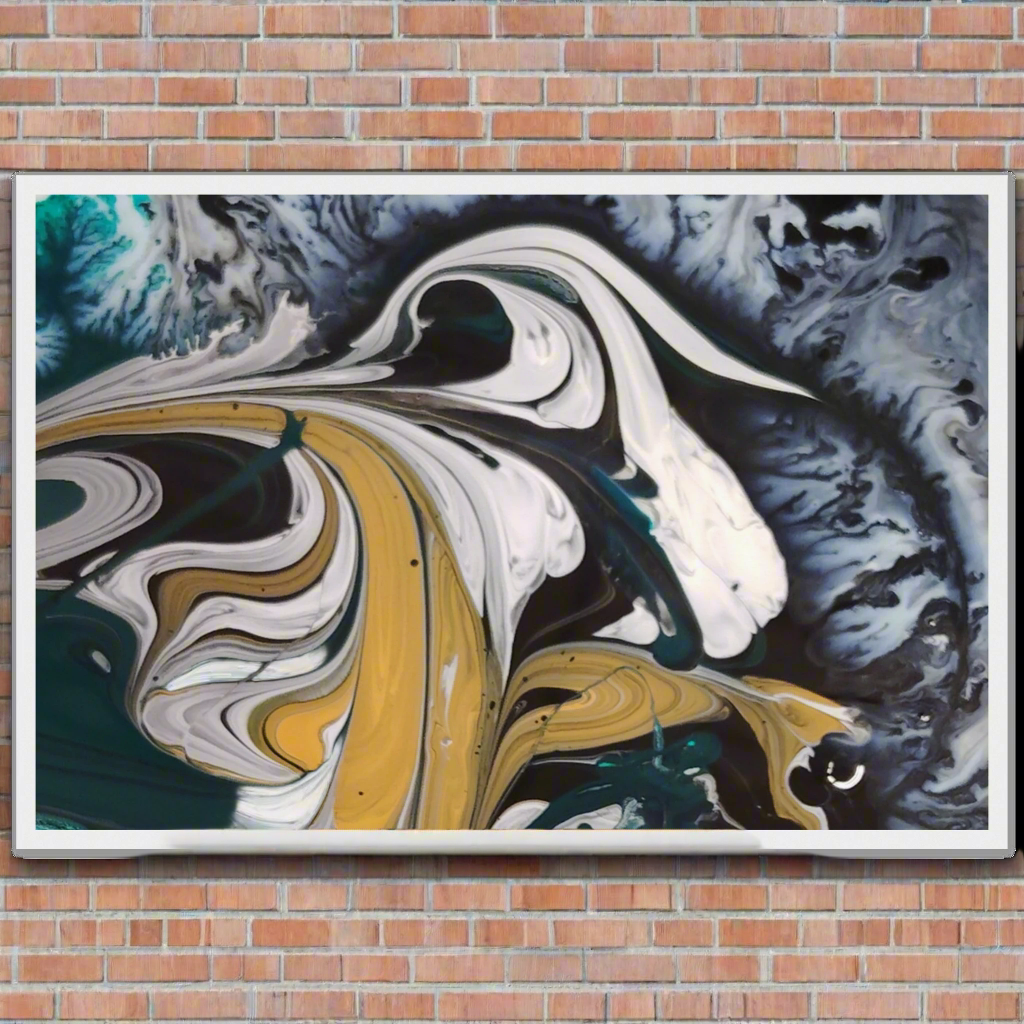 ⚡ Framed Poster Wall Art – Black & Yellow with White Streaks Design