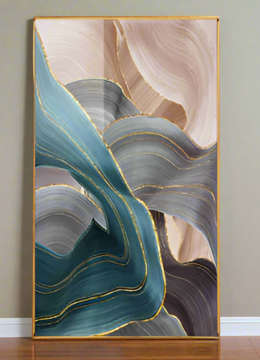 🏅 Nordic Modern Abstract Gold Ribbon Canvas Art - Scandinavian Design
