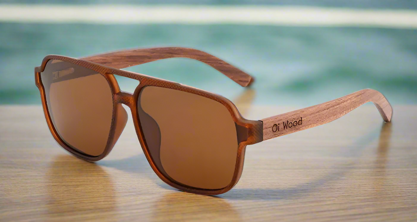 🌿: Vintage Wooden Polarized Sunglasses - Eco-Friendly UV Protection