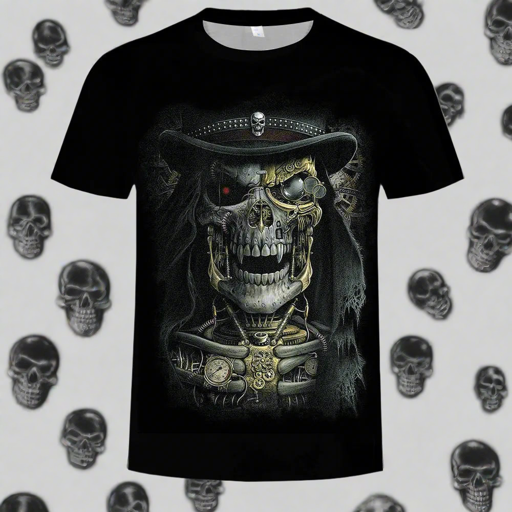 💀: 3D Skull Trendy T-Shirt - Bold Gothic Design