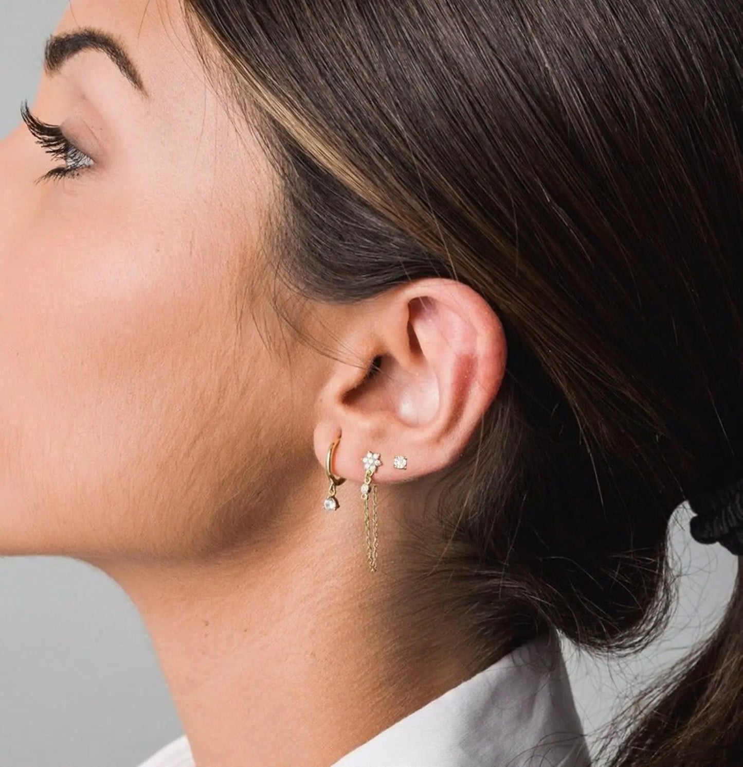 💎: 3 Pairs Dainty Gold Hoop Earrings Set - 14K Gold Plated Huggie Cartilage Collection