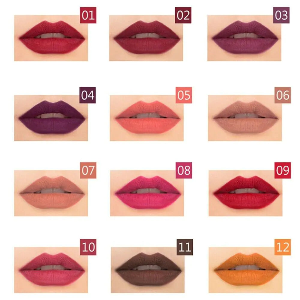 💄: 12-Piece Waterproof Matte Lipstick Set - Long-Lasting Lip Liner Pencils