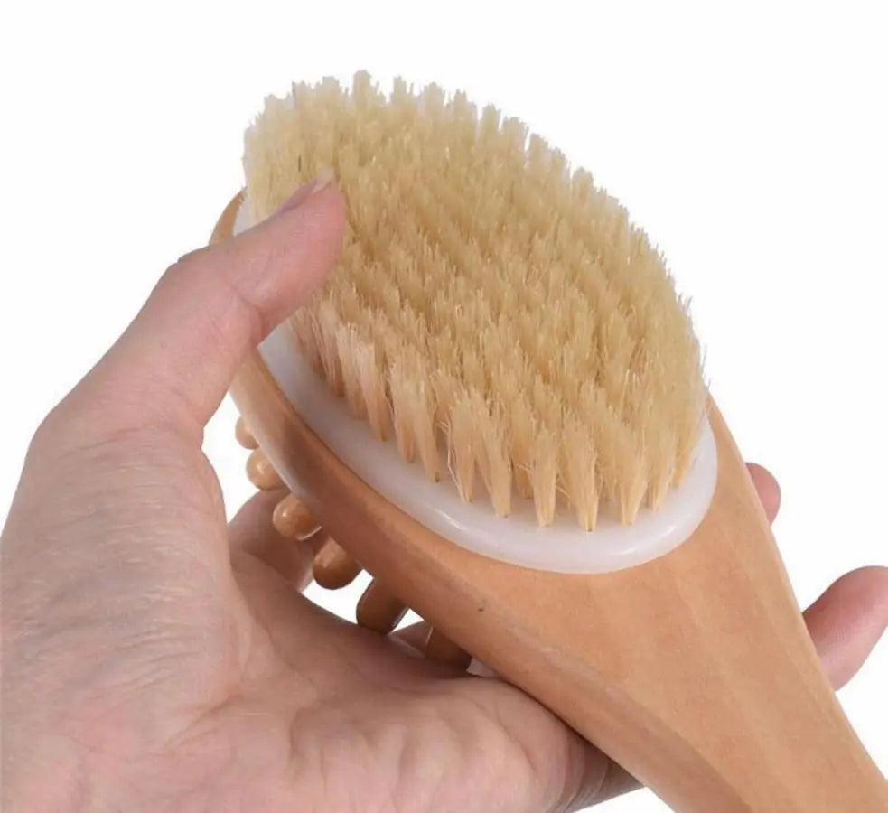 π§΄ Bath & Body Massage Brush - Natural Boar Bristle Wooden Spa Tool