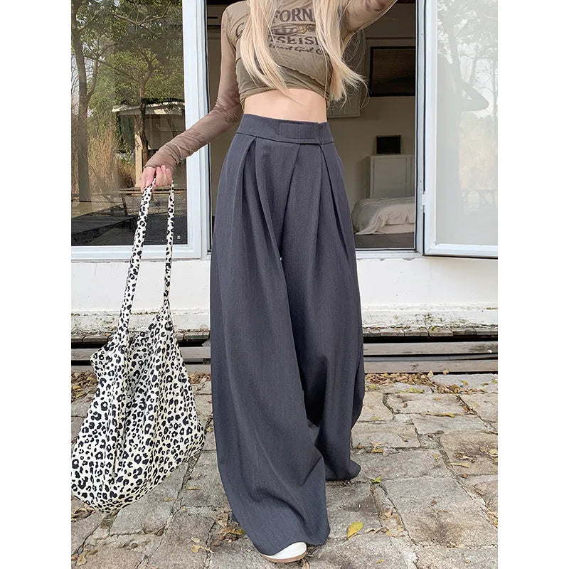 👖: High Waist Drooping Loose Casual Pants - Flowing Comfort Style