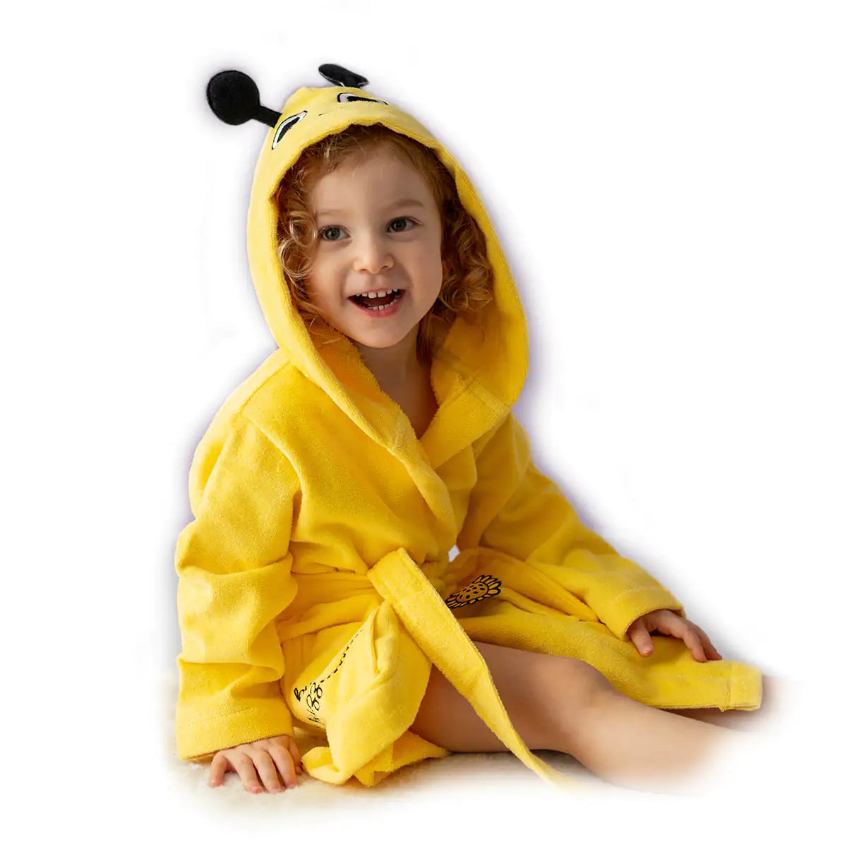 π: Milk&Moo Buzzy Bee Velvet Hooded Bathrobe - Luxurious Kids Robe