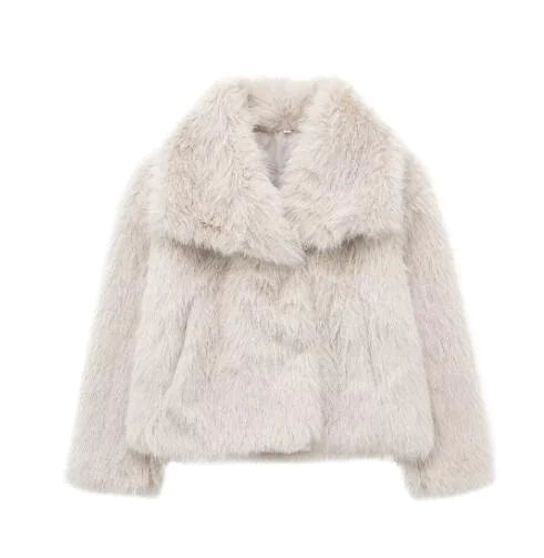 🦊: Women's Faux Fox Fur Coat - Luxurious Winter Glamour