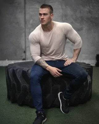 👕: Men's Long Sleeve Cotton T-Shirt - Solid Color Athletic Comfort