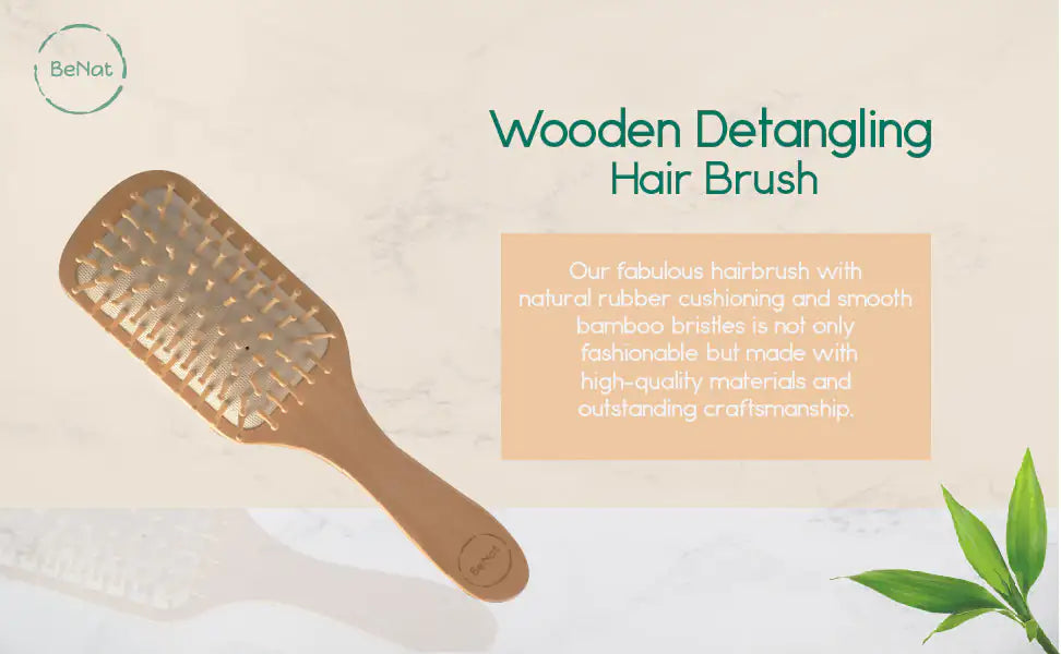 🪮 Wooden Detangling Hair Brush - Natural Eco-Friendly Hair Care Tool