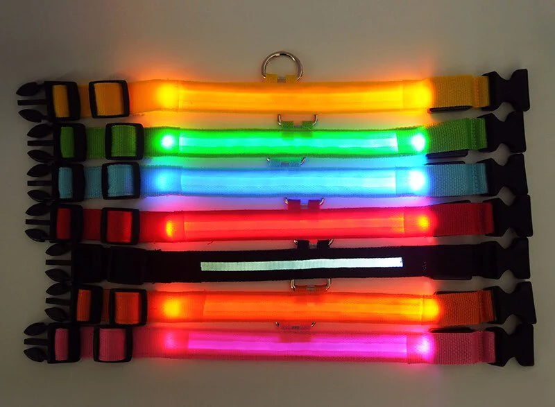 π LED Adjustable Dog Collar - Blinking Safety Light Waterproof Pet Collar