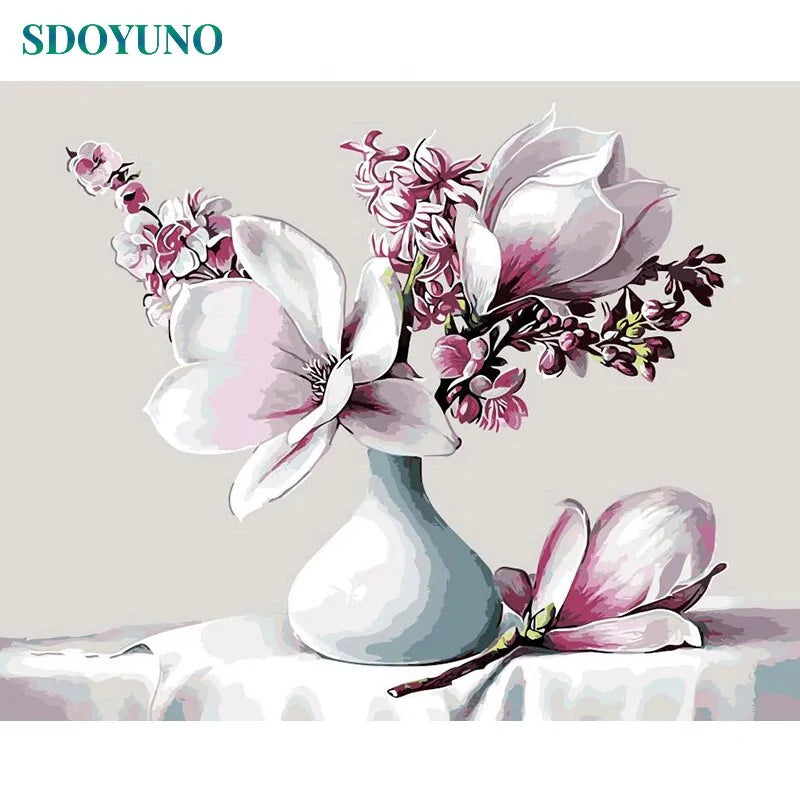 🌸 Oil Painting By Numbers Flowers Nature Pictures - DIY Art Kit