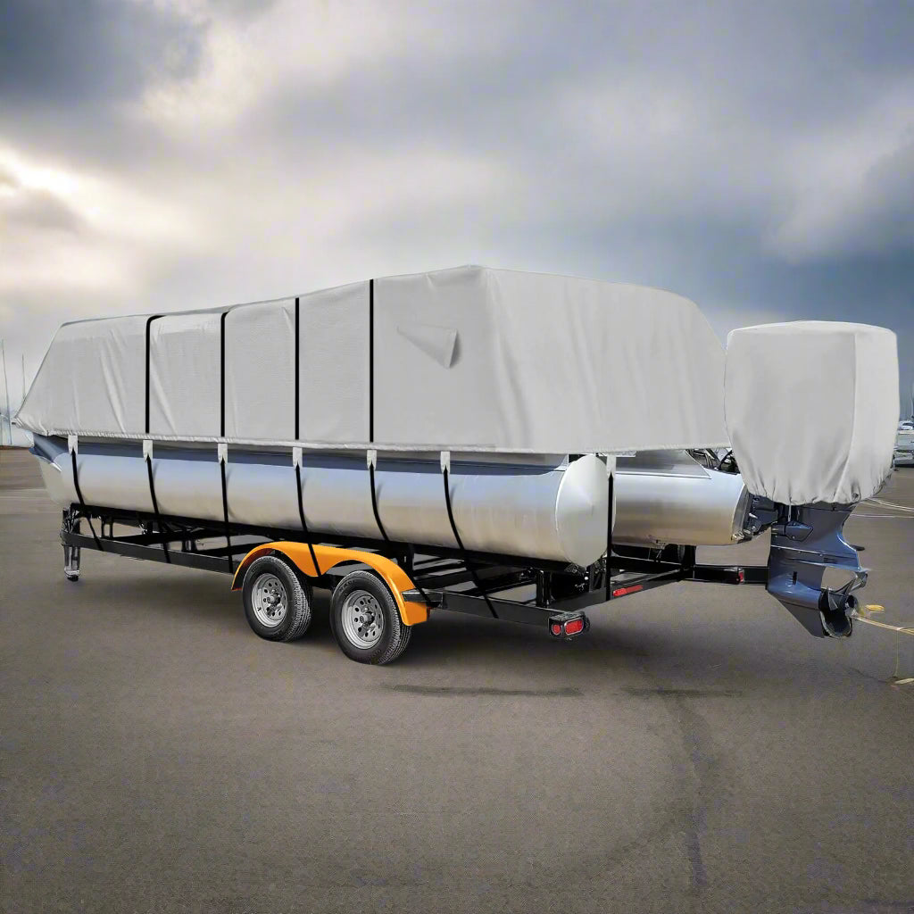 β΅ Fuprosico 1200D Pontoon Cover 17-20ft - Heavy Duty Waterproof with Motor Cover