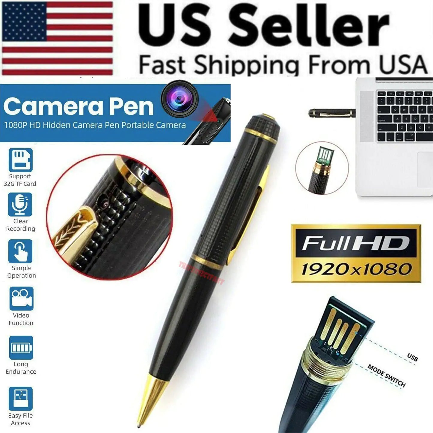 🖊️: 1080P HD Hidden Pen Camera - Mini Spy Video Recorder with USB