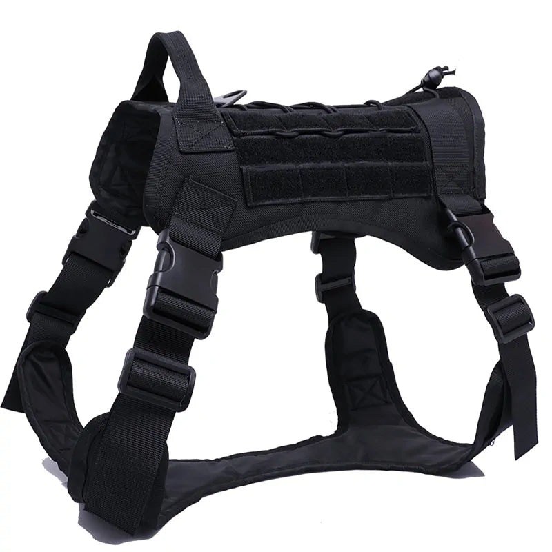 π Tactical Dog Harness with Handle - Heavy Duty Nylon Harness & Bungee Leash