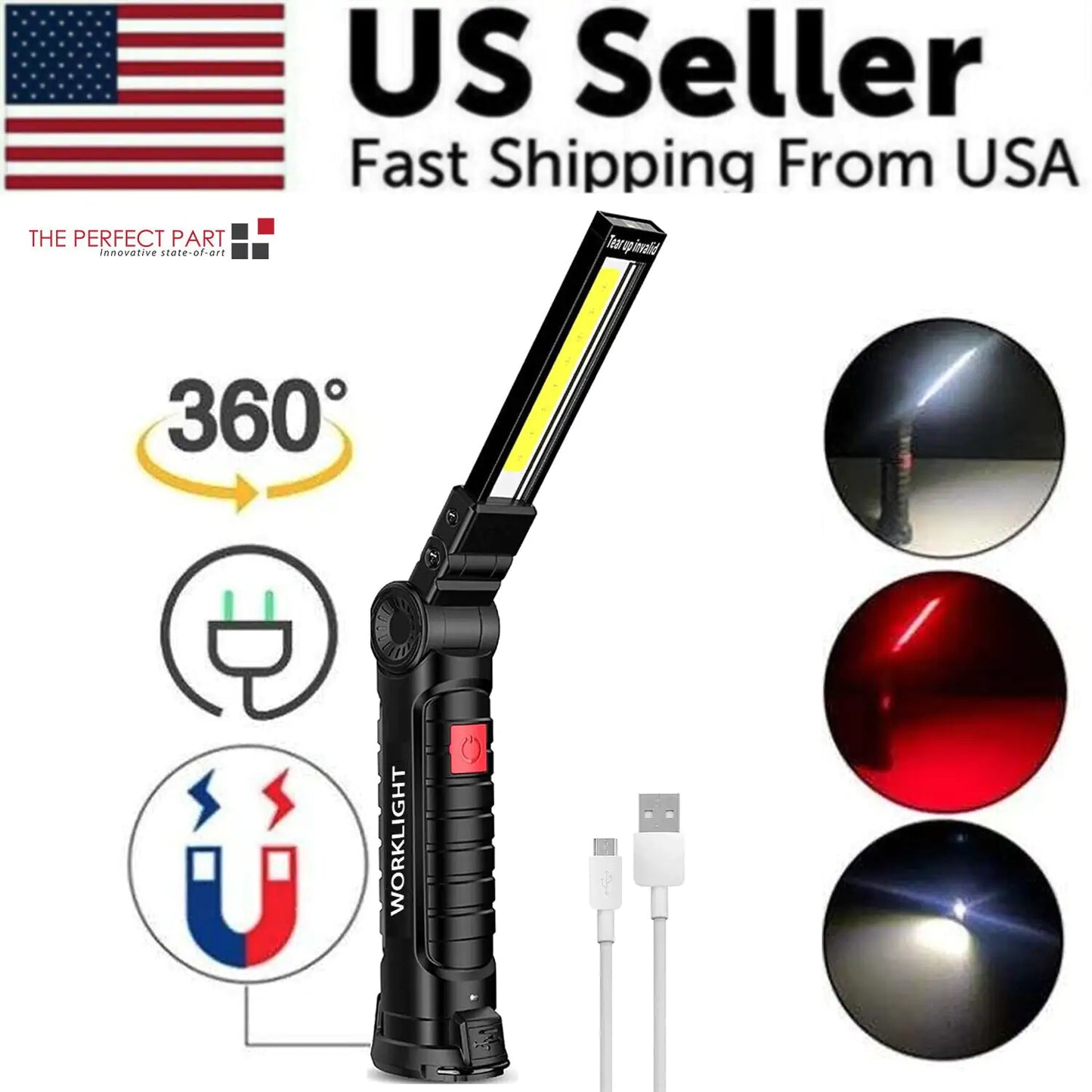 π¦ Rechargeable LED COB Work Light - Magnetic Base Mechanic Flashlight