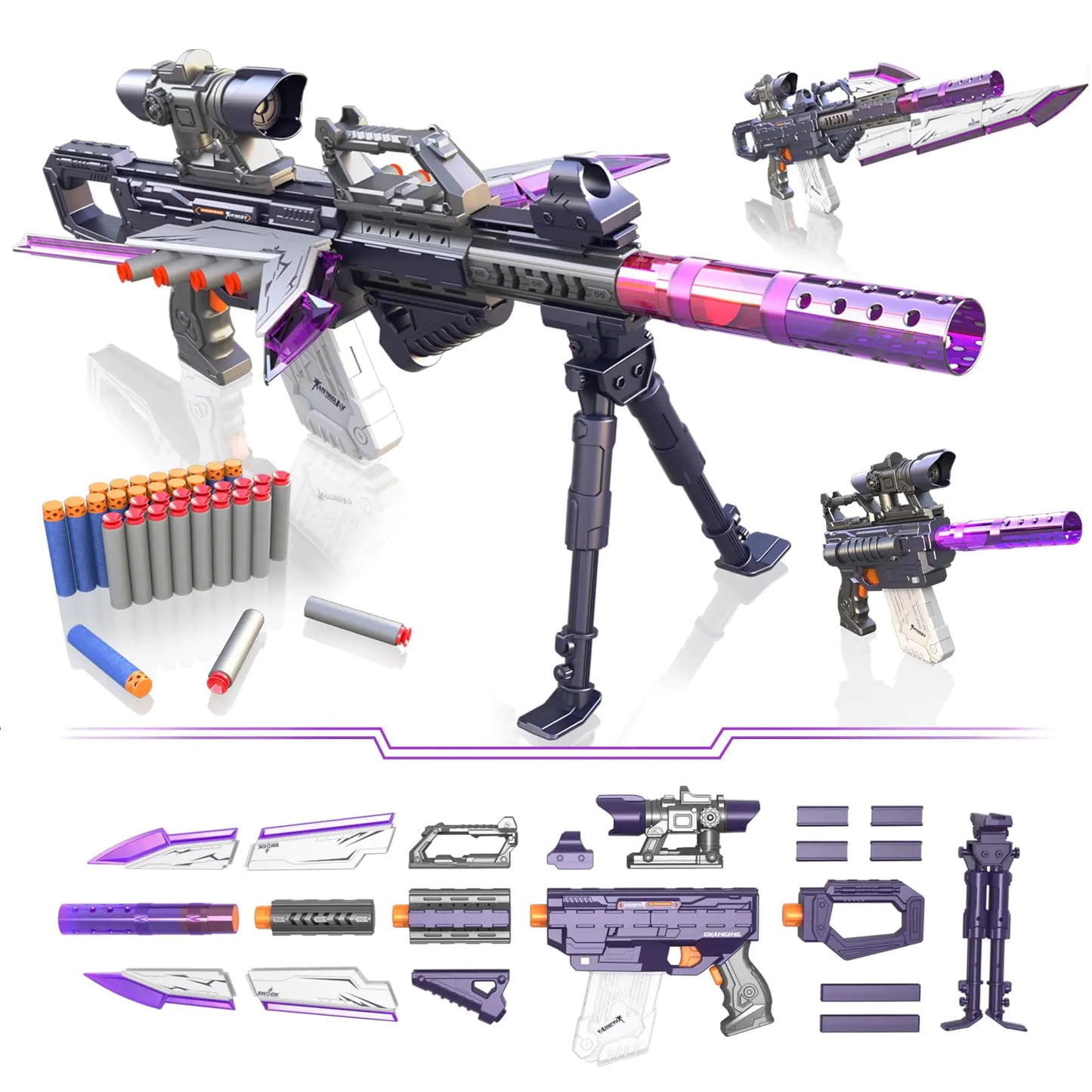 🎯 AURIDA Automatic Sniper Rifle - 100+ DIY Styles Foam Blaster for Kids