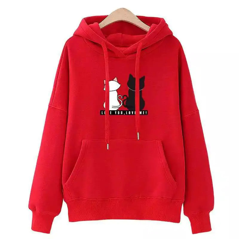 👕: Plus Velvet Korean Fashion Hoodie - Cartoon Pattern Loose Fit Top