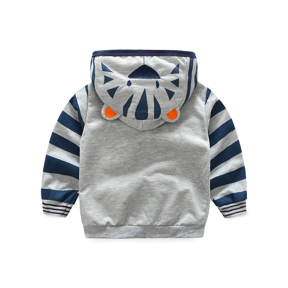 🐯: Kids Cartoon Tiger Fox Ear Hooded Jacket for Boys