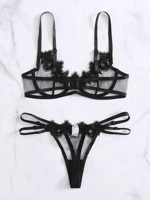 ๐ธ: Lace Floral Underwire Lingerie Set for Women - Elegant Support & Beauty