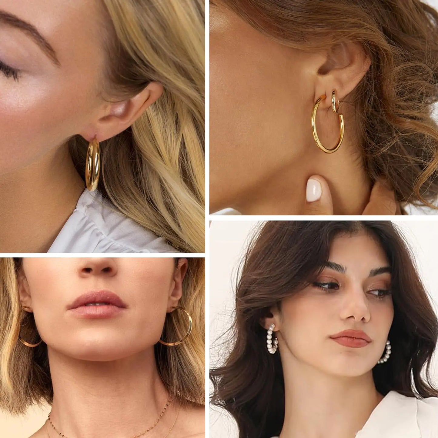 💎: 36 Pairs Gold Hoop Earrings Set - Premium Collection Chunky Pearl Chain Twisted Statement Pack