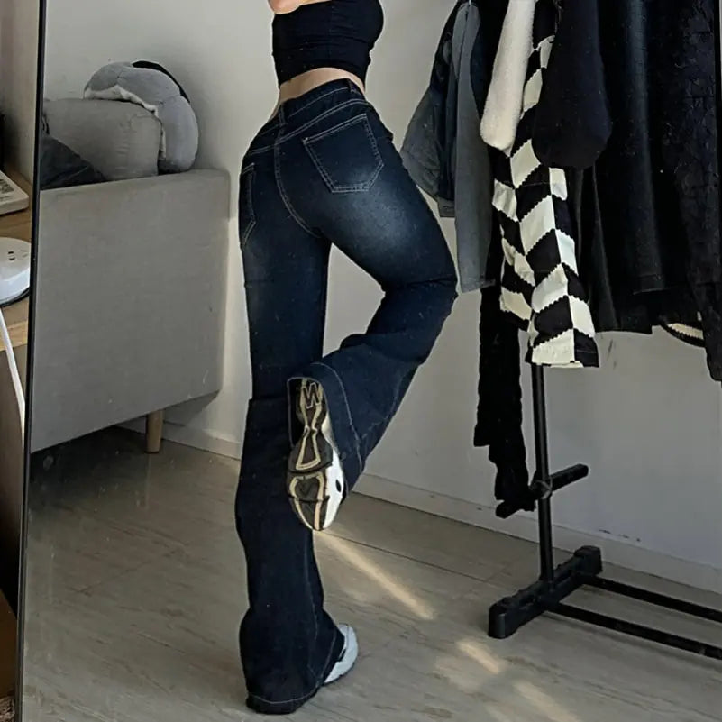 👖: Flare Jeans Women's Low Waist Trousers - Retro Curve-Hugging Style
