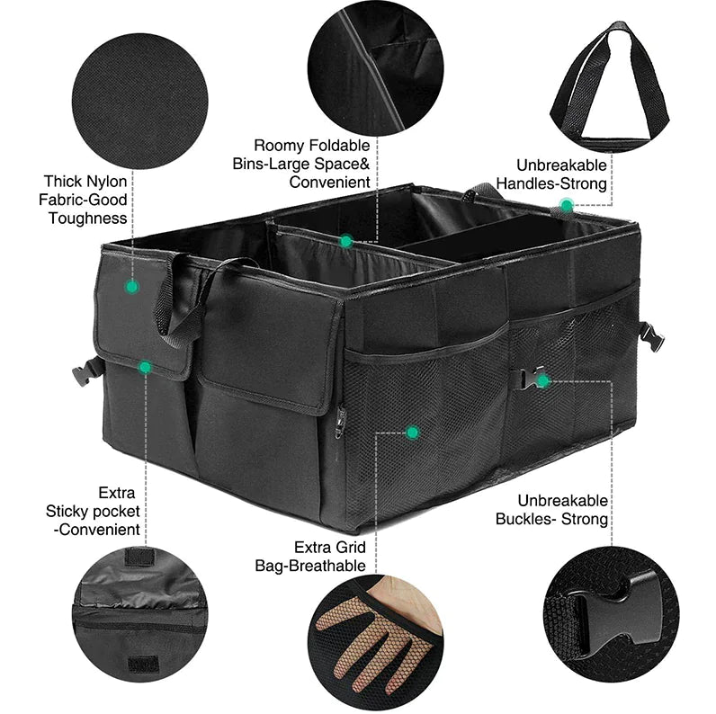 π 40L Trunk Cargo Organizer - Collapsible Car Storage Bin for SUV Truck