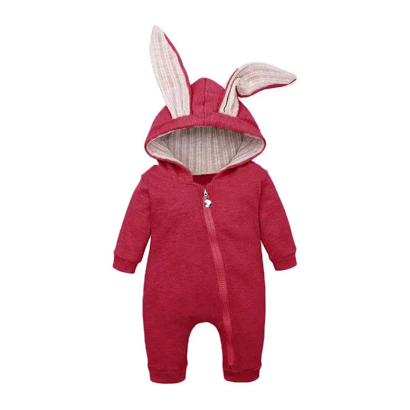 🐰: Rabbit Ear Hooded Baby Rompers - Adorable Cozy Comfort