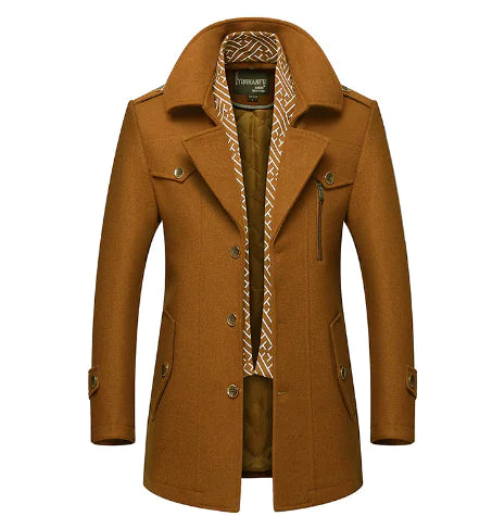 🧥: Authentic Men's Wool Overcoat - Premium Single-Breasted Winter Coat
