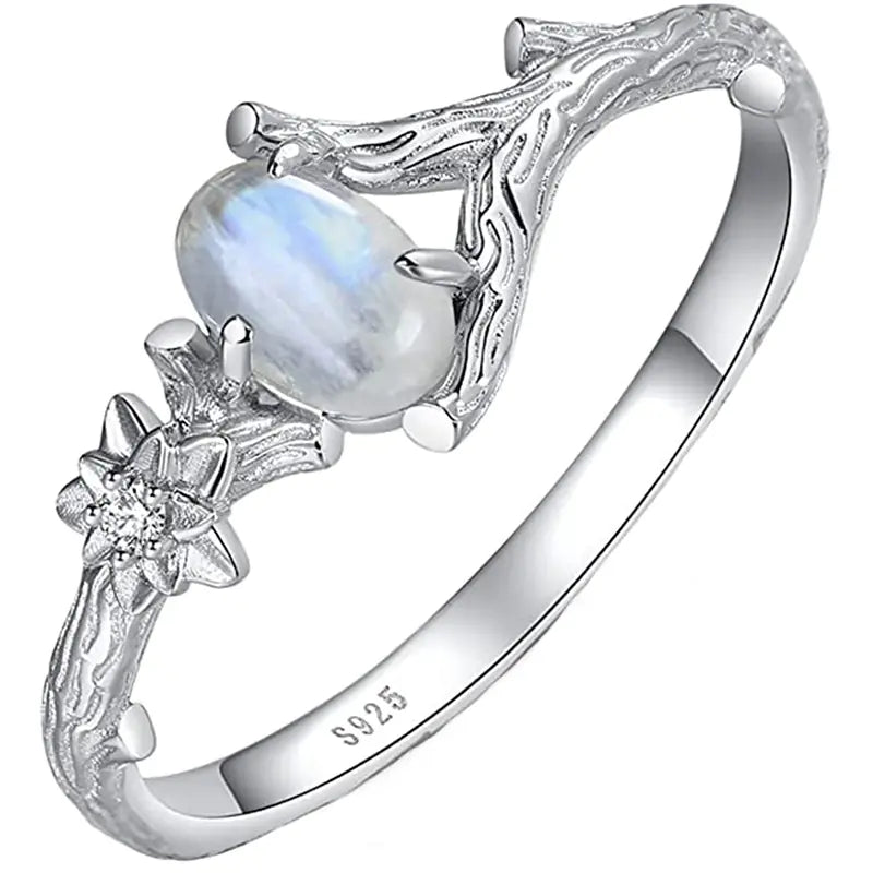 💎: Natural Moonlight Stone Ring - Adjustable Feminine Gemstone Jewelry