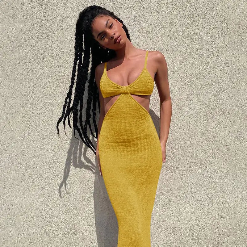 👗: Elegant Hollow Out Party Club Sundress - Breathable Cotton Summer Dress