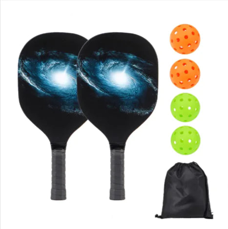 🏓: UV Print Pickleball Paddle Set - Complete Poplar Wood Kit with Balls & Storage