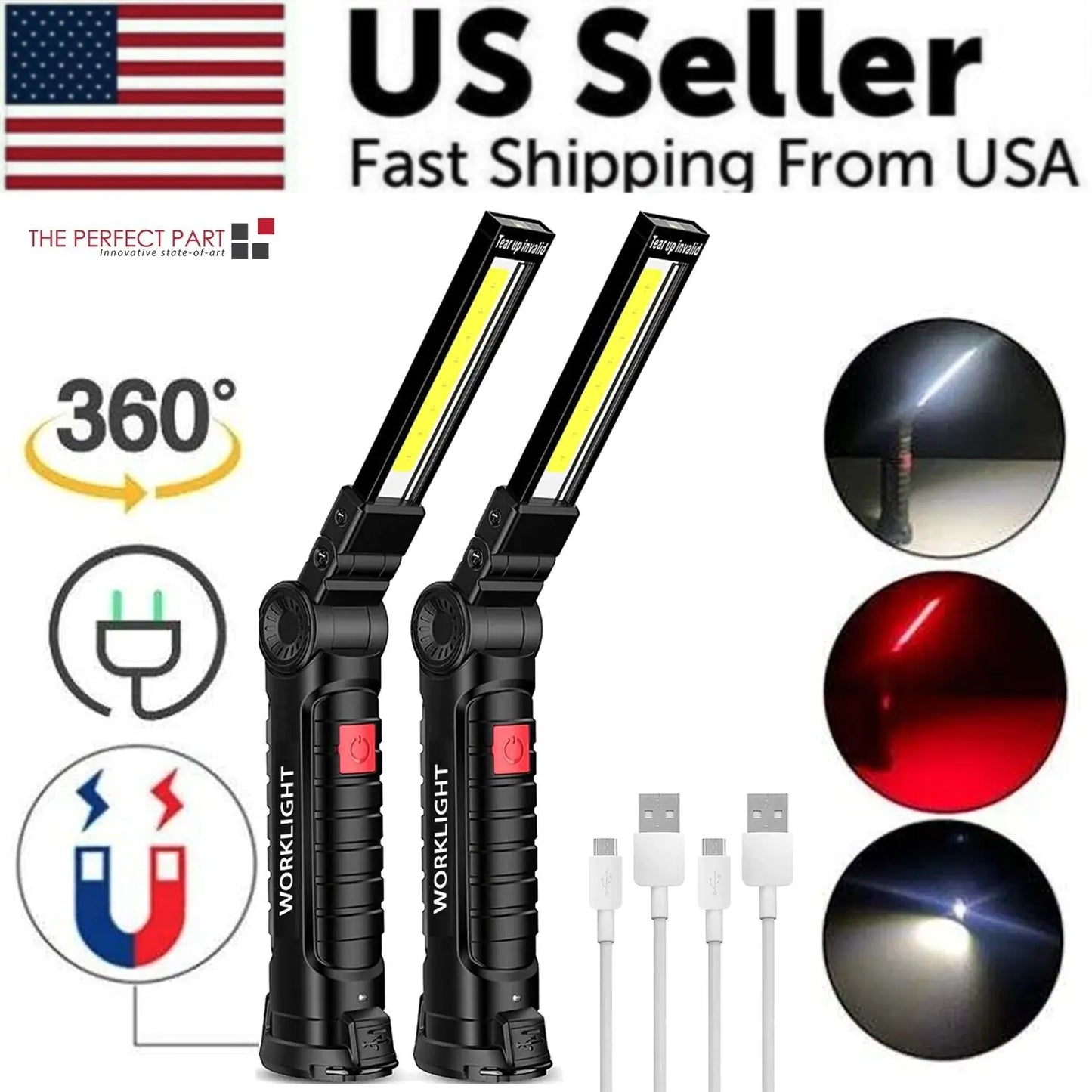 π¦ Rechargeable LED COB Work Light - Magnetic Base Mechanic Flashlight