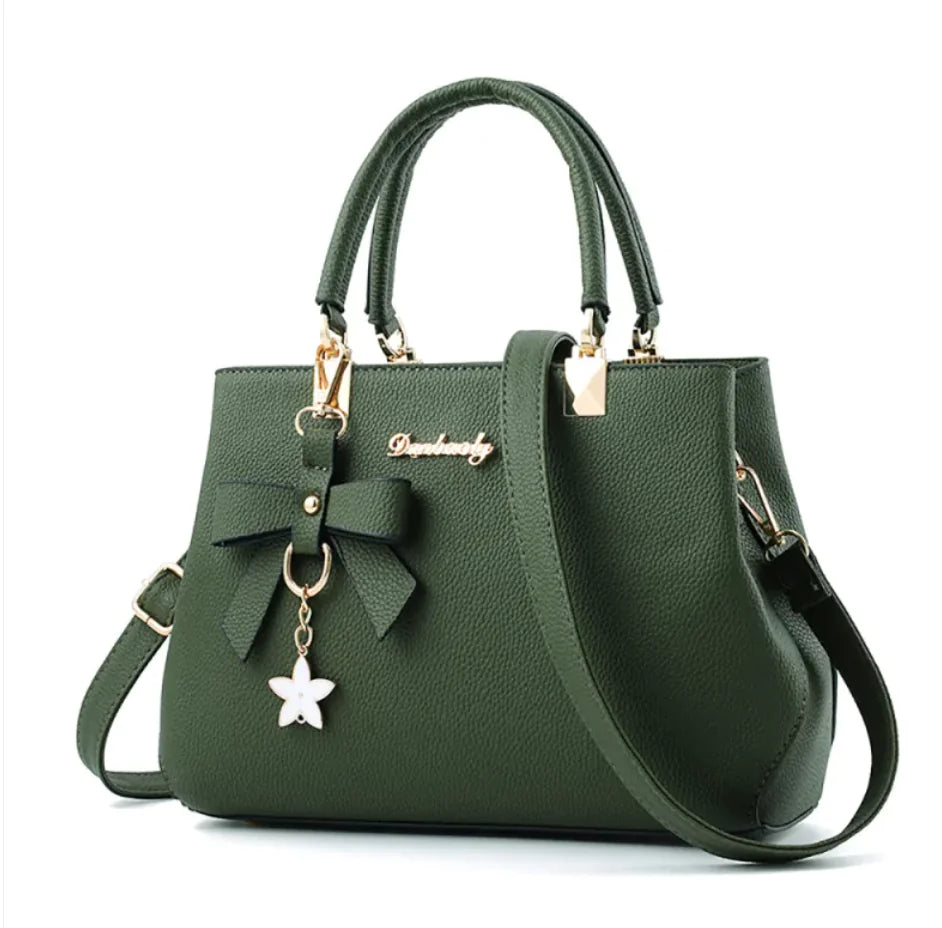 👜: Litchi Pattern One-Shoulder Handbag