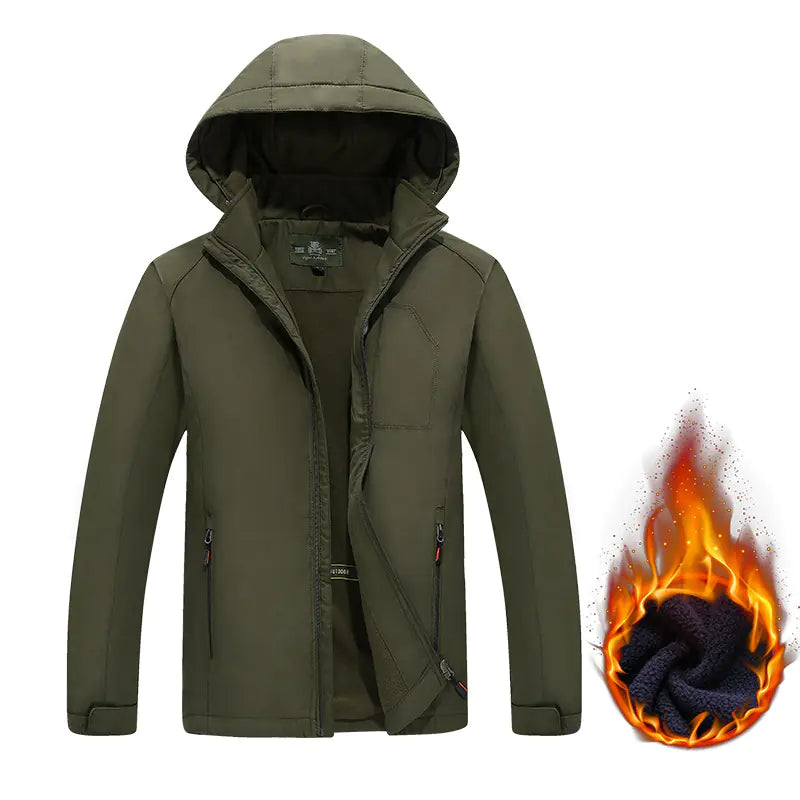 🧥: Men's Thickened Fleece Lined Jacket Set - Windproof Winter Outerwear