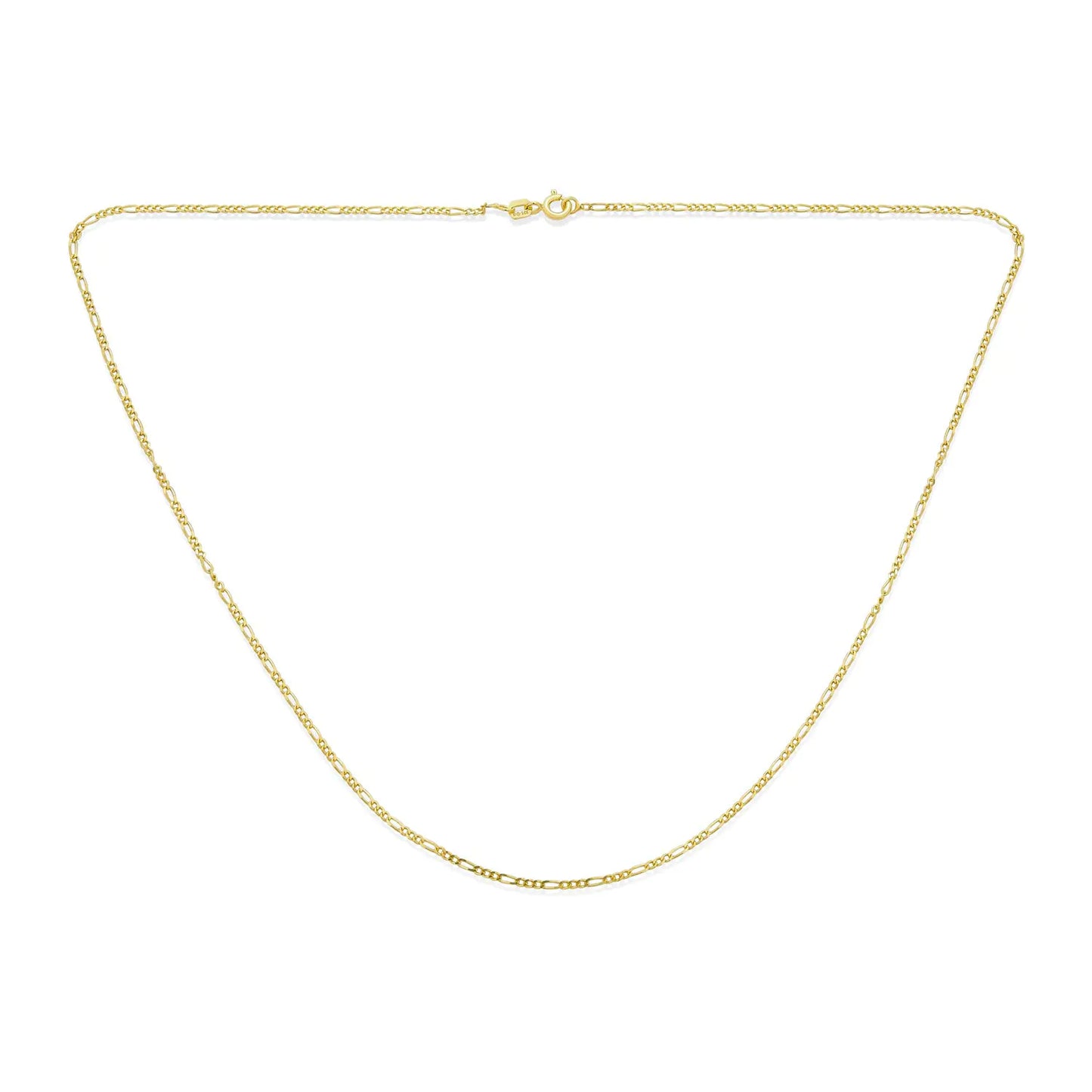π: Unisex 14K Yellow Gold Overlay Figaro Chain Necklace - 925 Sterling Silver 18" USA