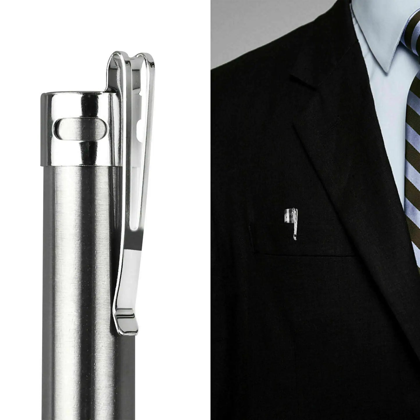 π¦ 5" LED USB Rechargeable Mini Tactical Flashlight - Stainless Steel Pen Light