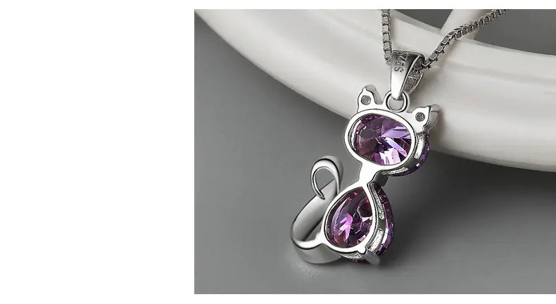 π: 925 Sterling Silver Cat Pendant Necklace - Adorable Feline Charm Jewelry