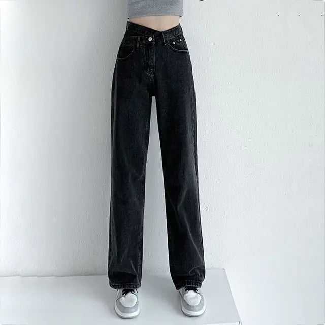 👖: Chic High-Waist Wide Leg Jeans - Vintage Fashion Statement Denim